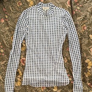 Baum Uno Pferdgarten Blue, Black and White Gingham Long Sleeve Shirt